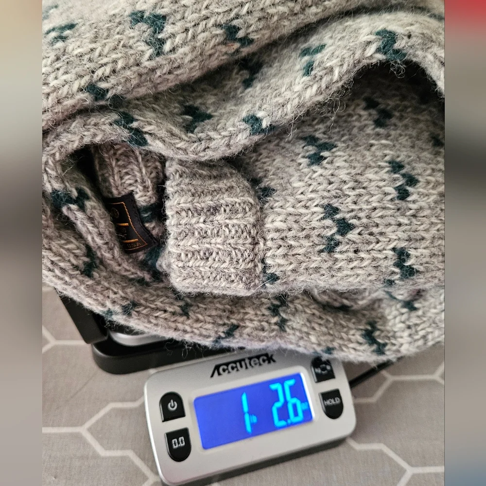 Vintage Eddie Bauer Gray Green Patterned Wool Classic Crewneck Sweater Medium - Picture 11 of 12